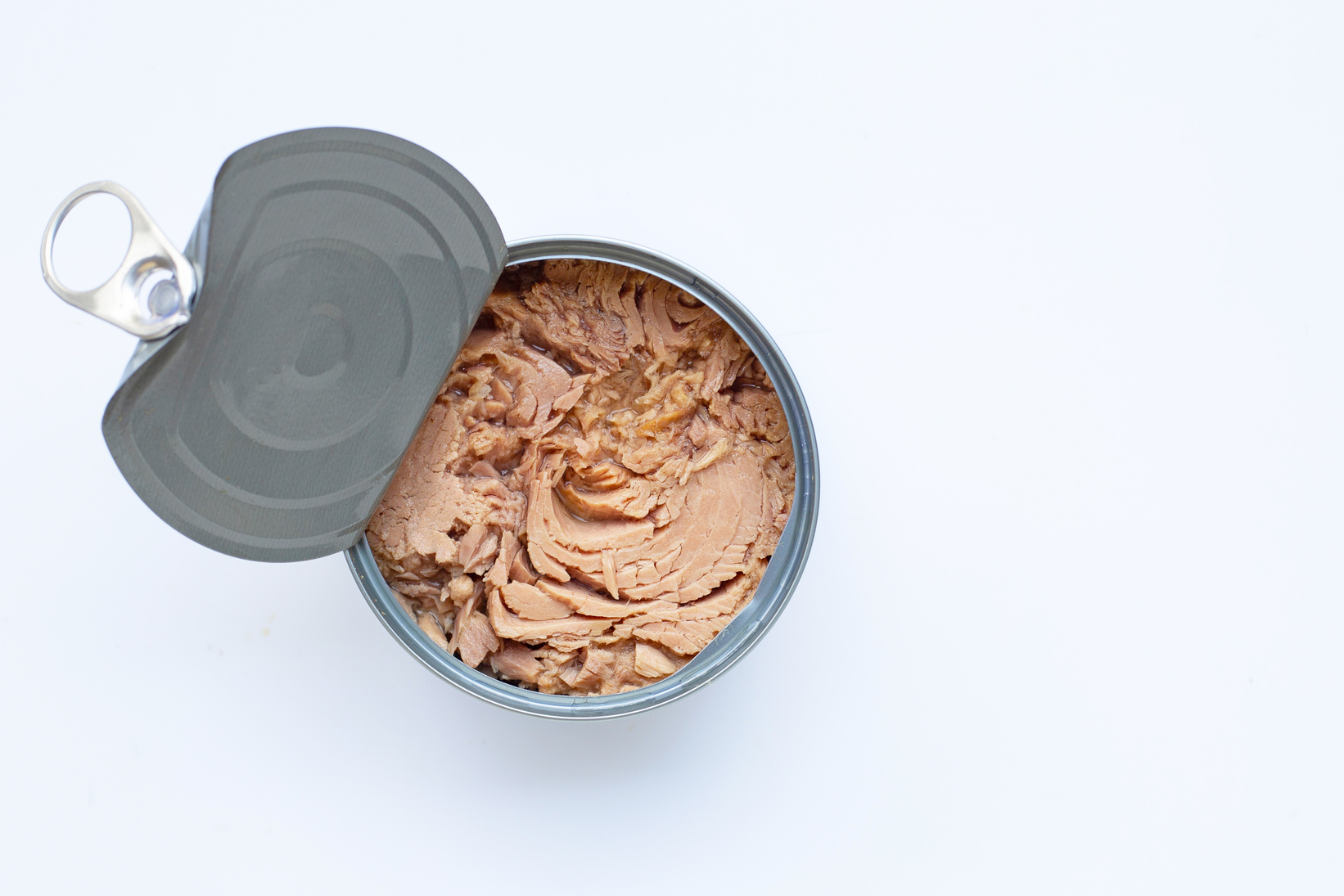 Canned tuna fish on white