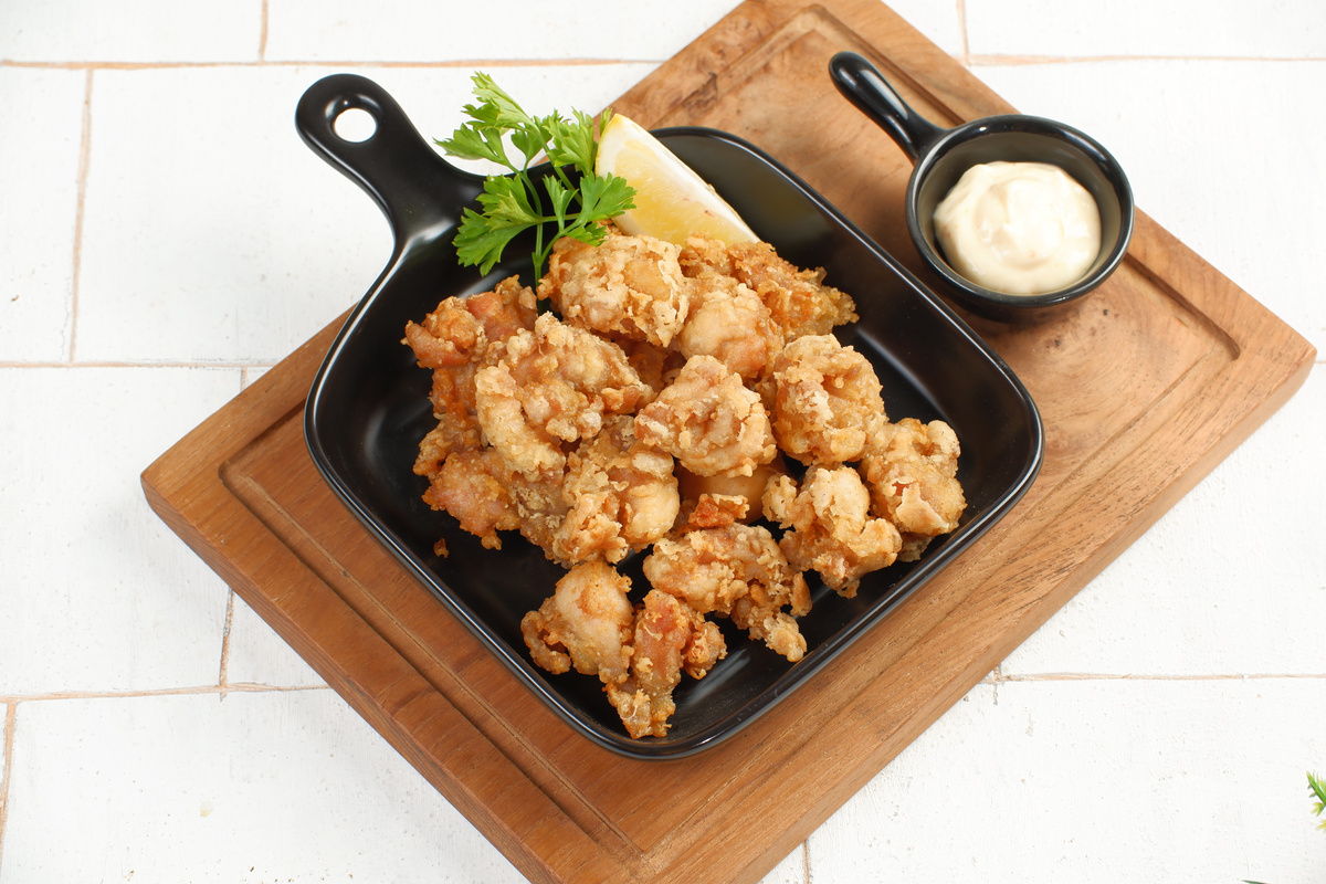 homemade chicken karaage,Japanese Style Fried Chicken,Karaage is traditional japanese cuisine dish with deep fried marinated chicken.