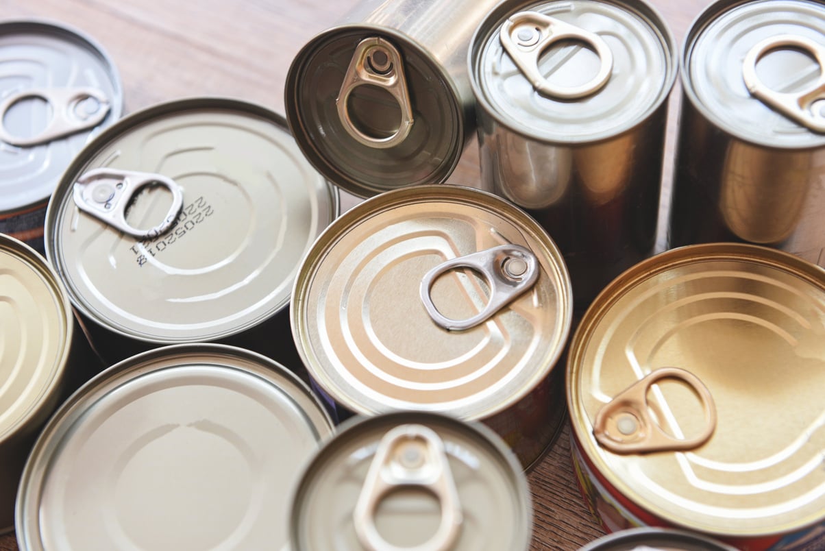 Various Canned Food in Metal Cans