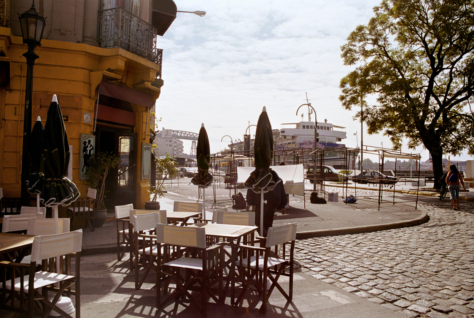 Outdoor cafe and street